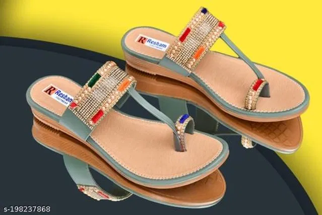 Flats for Women (Sea Green & Beige, 7)