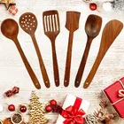 Wooden Utensils Set for Kitchen (Brown, Set of 6)