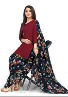 Sharda Classy Leon Crepe Women Printed Unstitched Casual Dress Material Suit 