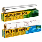 TerraHome Aluminium Foil 9m and TerraHome OGR Butter Paper 11m [With in-built Cutter] [Pack of 2]