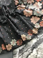 Litchi Silk Woven Design Saree for Women, Black 