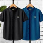 Printed Cotton Blend Mandarin Neck T-Shirt for Boys 