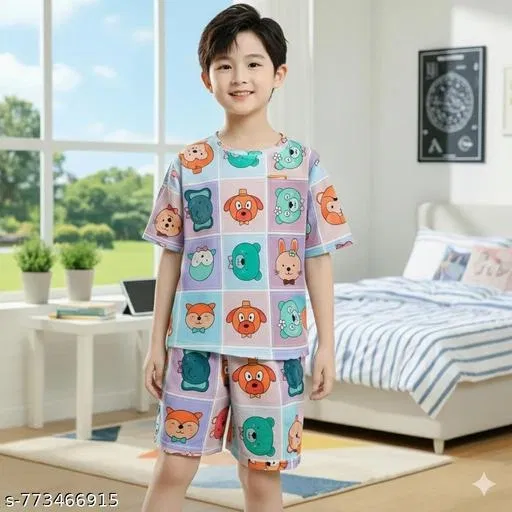 Night Suit for Boys (White, 13-14 Years)