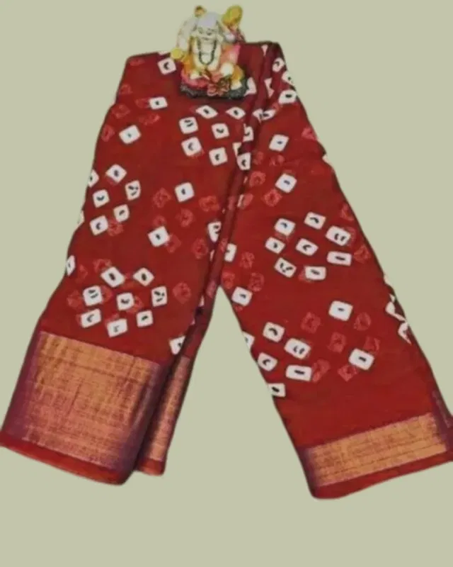 Cotton Printed Saree for Women (Red, 6 m)