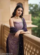 Embroidered Anarkali Party Suit for Women 