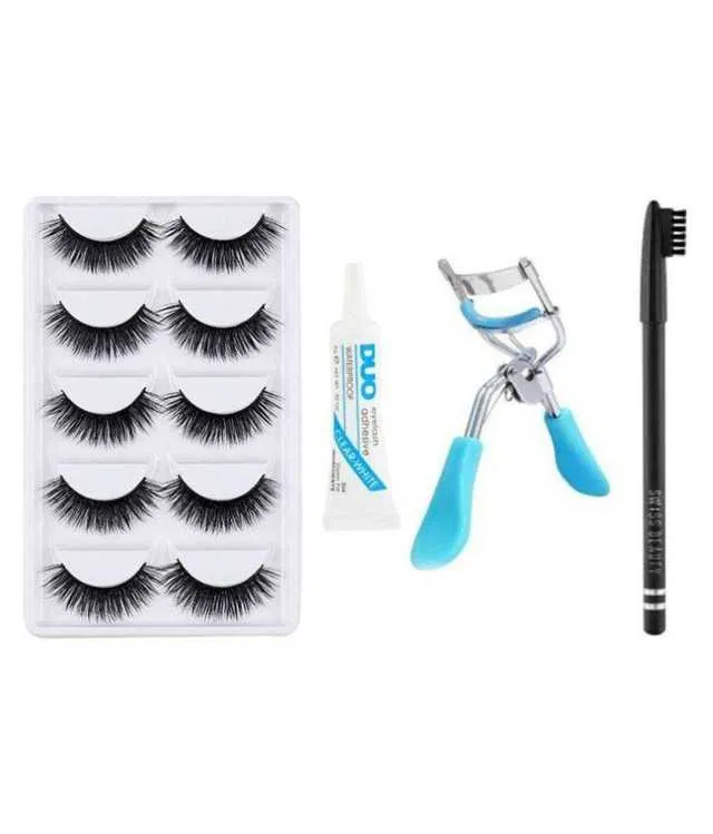 Lenon 5 Pair Eyelash Eyelash Glue Eyelash Curler Brow Eyes with Eyebrow Pencil 8 (S-27)