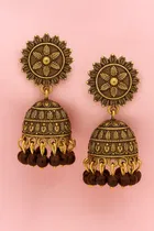 Women's Antique Gold & Silver-Tone Jhumka Earrings Set 
