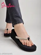 [116] Black Embellished Wedge Wedges for Women 