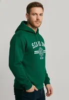 Fleece Printed Hoodie for Men, Dark Green 