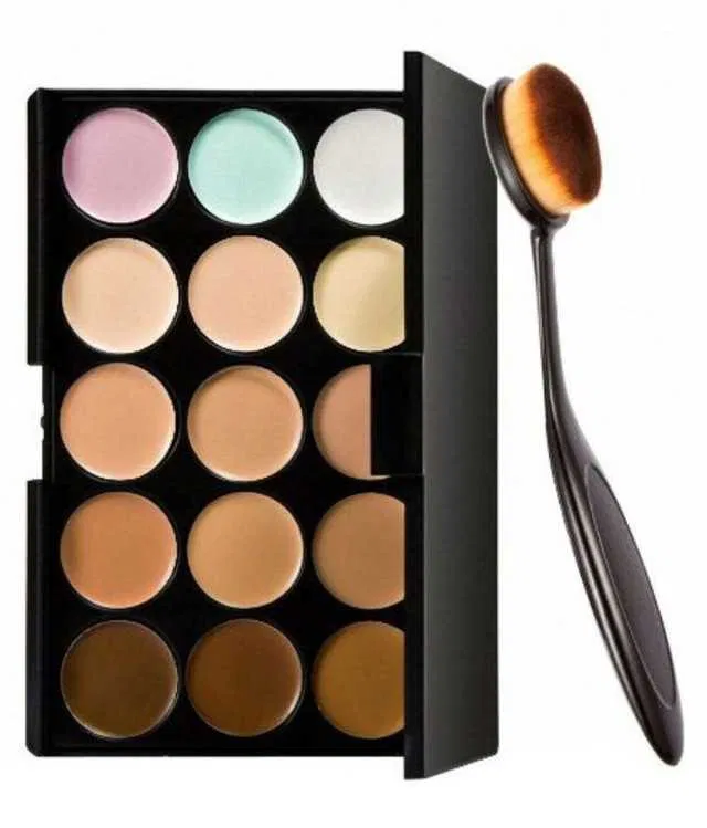 Lenon Foundation Brush 15 Color Cream Concealer Medium (Pack of 2, 15 ml) (S-60)