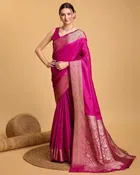 Silk Woven Design Saree for Women, Pink 