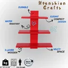 Wooden Triple Layer Wall Shelves For Home, Red