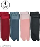 Velvet Ankle Length Winter Socks for Women (Multicolor, Set of 4)