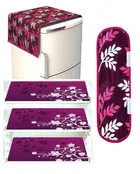PVC Fridge Top Cover with 6 Utility Pockets & Handle Cover with 3 Pcs Shelf Mats 