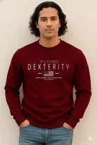 Fleece Printed Sweatshirt for Men, Maroon 