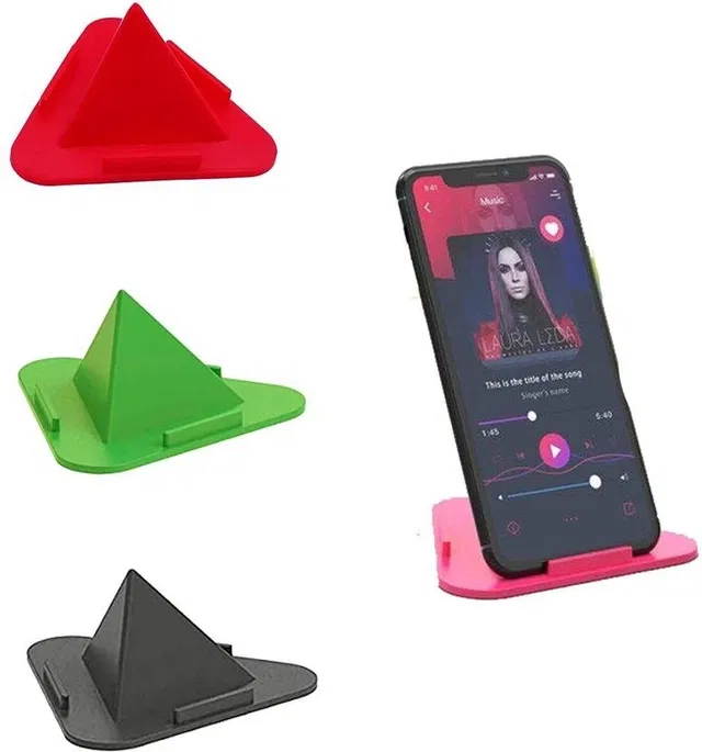 Mobile Phone Pyramid Shape Holder Desktop Stand (Pack of 3) (Assorted)