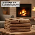 Combo Pack of 4 Arch Melange Fleece Blanket 380gms 120x220cm Brown
