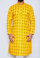 Cotton Printed Full Sleeves Kurta with Pyjama for Men 