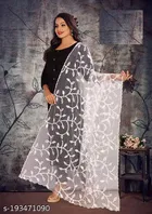Botanical Embroidered Net Dupatta for Women 