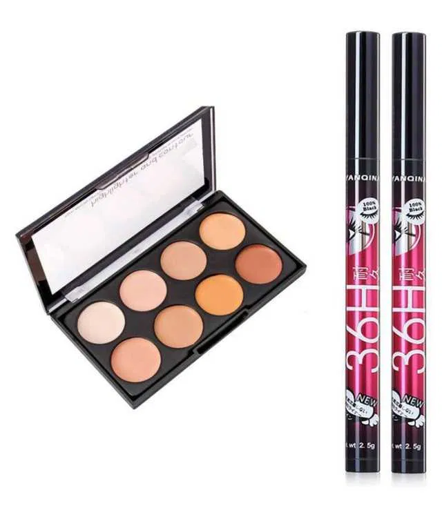 Mars 8 Shades Cream Concealer with 36 Hrs Pen Eyeliner (Pack of 2) (S-63)