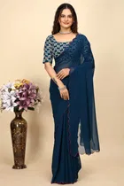 Georgette Woven Design Saree for Women 