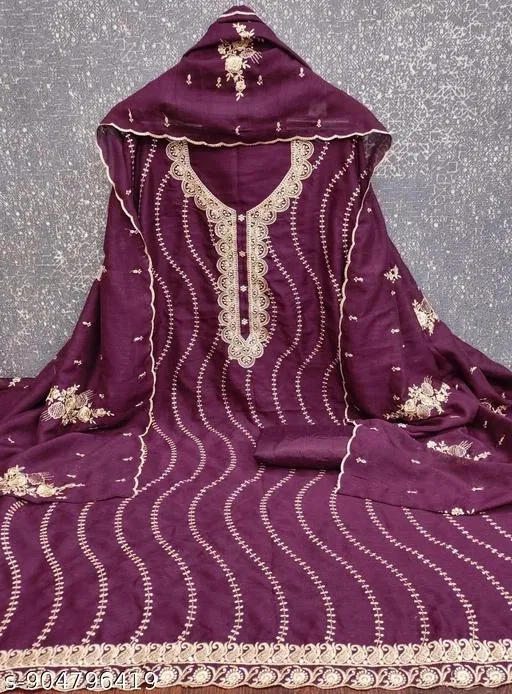 Vichitra Silk Punjabi/All Over Suits for Women (6.45 meter (XL)