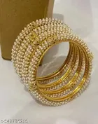 Gold Plated Alloy Bangles for Women, Gold, Pack of 4 