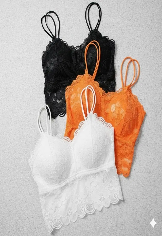 Cotton Solid Padded Bras for Women, Multicolour, Pack of 3 (S)