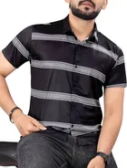 Half Sleeves Striped Shirt for Men 