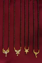 Stylish Gold-Plated Black Bead Mangalsutras for Women (Pack of 4)