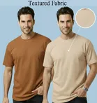 Polyester Round Neck T-shirt for Men, Multicolour, Pack of 2 