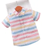 Cotton Blend Printed Shirt For Boys, Pink 