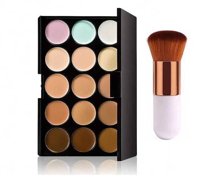 Pack of 2 Eyeshadow Palette with Foundation Brush Combo
