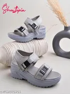 Shoetopia Grey Wedge Sandals Size IND-8