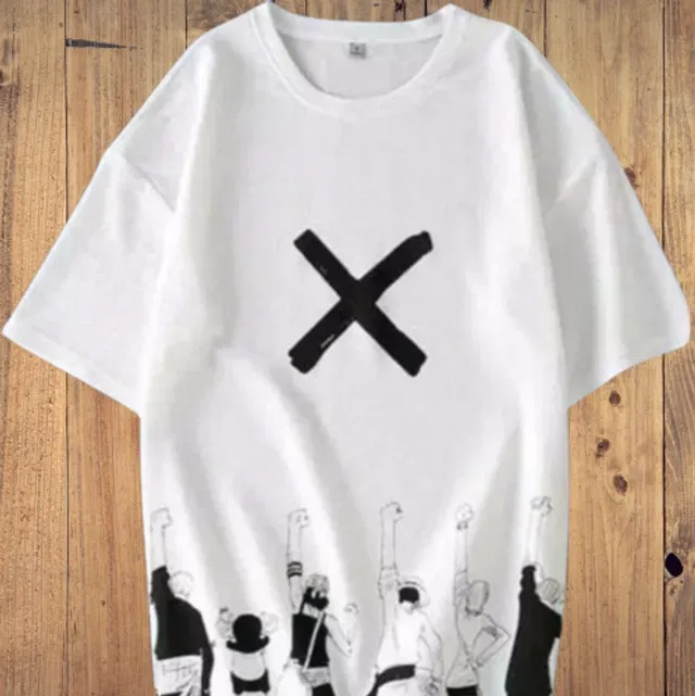 Half Sleeves Printed Round Neck Oversize T-Shirt for Men (White, L)
