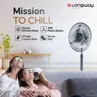 Longway Bolt P1 400 mm 3 Blade Pedestal Fan  (Ultra High Speed | Black | Pack of 1)