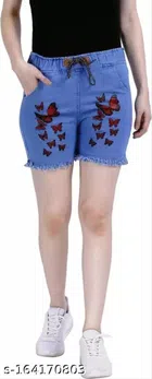 Denim Shorts for Women (Blue, 26)