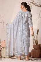 Cotton Printed Kurta with Pant & Dupatta for Women 