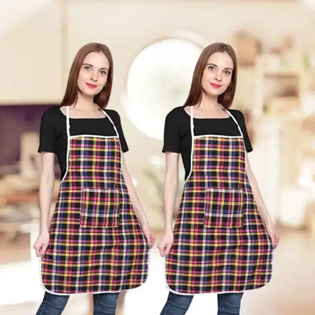 Cotton Kitchen Aprons (Multicolor, Pack of 2)