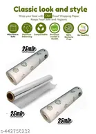 Food Wrapping Paper with Aluminum Foil (White & Silver, 25 m) (Pack of 3)