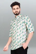Cotton Blend Printed Kurta for Men 