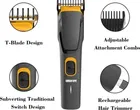 UrbanHTC AT 509 Cordless Professional Hair Trimmer Waterproof Stainless Steel Blade Trimmer 45 min  Runtime 5 Length Settings [Black]