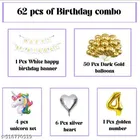 62 Pcs 4th Birthday Decoration kit, Golden, Set of 1