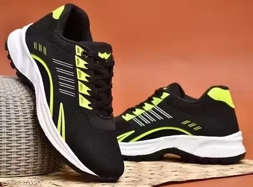 Sports Shoes for Men (Black & Yellow, 10)