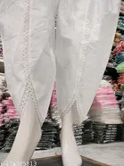 Cotton Solid Salwar for Women, White 