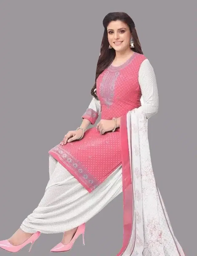Unstitched Dress Material for Women & Girls (Pink)