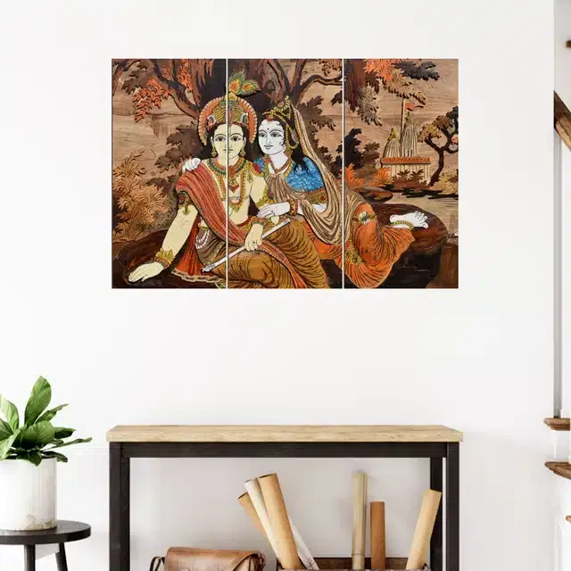 Wooden Wall Paintings (Set of 1) (Multicolor, 24x16 Inches)