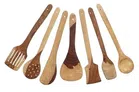 Wooden Cooking & Serving Spoons (Brown, Set of 7)