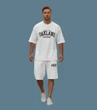 Polyester Printed Co-Ord Set for Men, White 