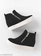 Shoetopia Solid Canvas Flat boots Black 